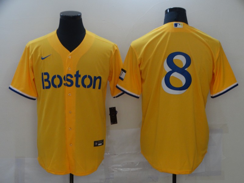 Men Boston Red Sox #8 No name Yellow Game 2021 Nike MLB Jerseys